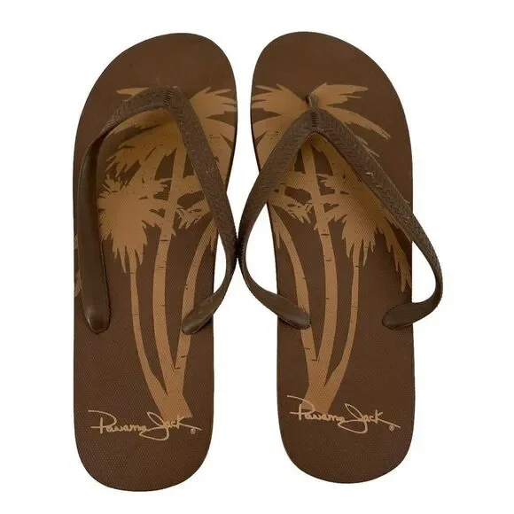 Panama Jack Flip Flops Mens Size 12 Brown Thong Slip On Tropical Beach Casual - Picture 1 of 5